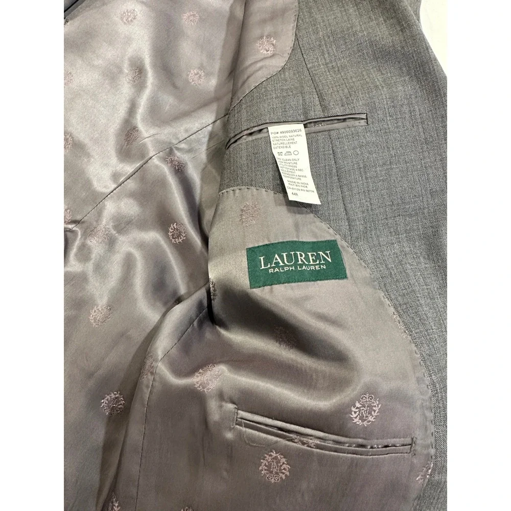 Lauren‎ Ralph Lauren Suit Jacket Mens 44R Grey 100% Wool Blazer Classic Business